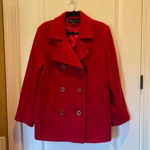 SOLD - Anne Klein Women’s Red Wool Peacoat